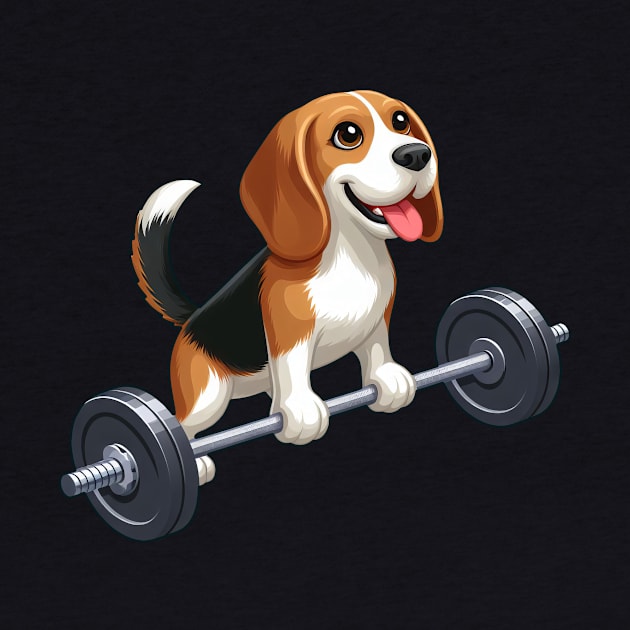 Beagle Weightlifter Workout Strength by HBfunshirts